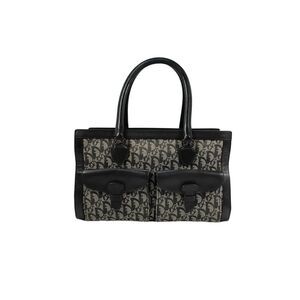 Christian Dior Womens Vintage Diorissimo Monogram Print Trotter Handbag Black